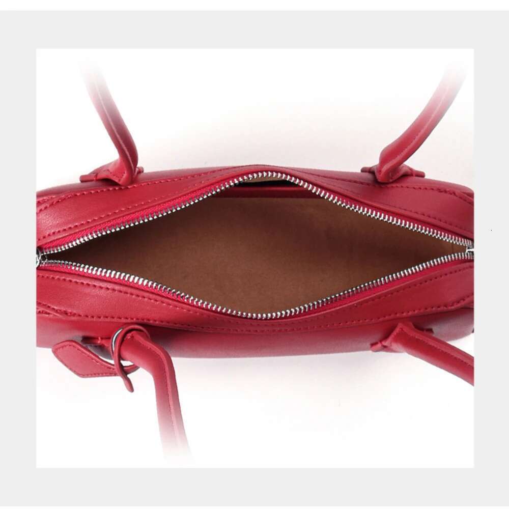 Modern-Style Fashion Red Long Handle Tote Small Leisure Split Cow Leather Handbag Women Underarm Shoulder Bag