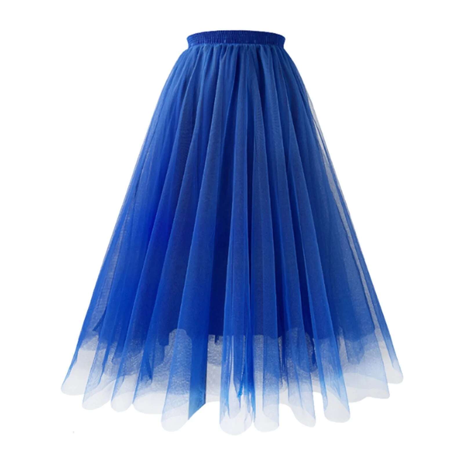 Dongdumaoyi Pink Long Maxi Tulle Skirt Spring Summer For Women Elastic Waist Pleated Mesh Floor Length Tutu Lady