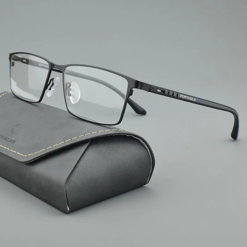 Business Men Alloy Glasses Men FULL FRame Square Myopia Prescription Eyeglasses Frames High Quality Blue Frame 9386 250407