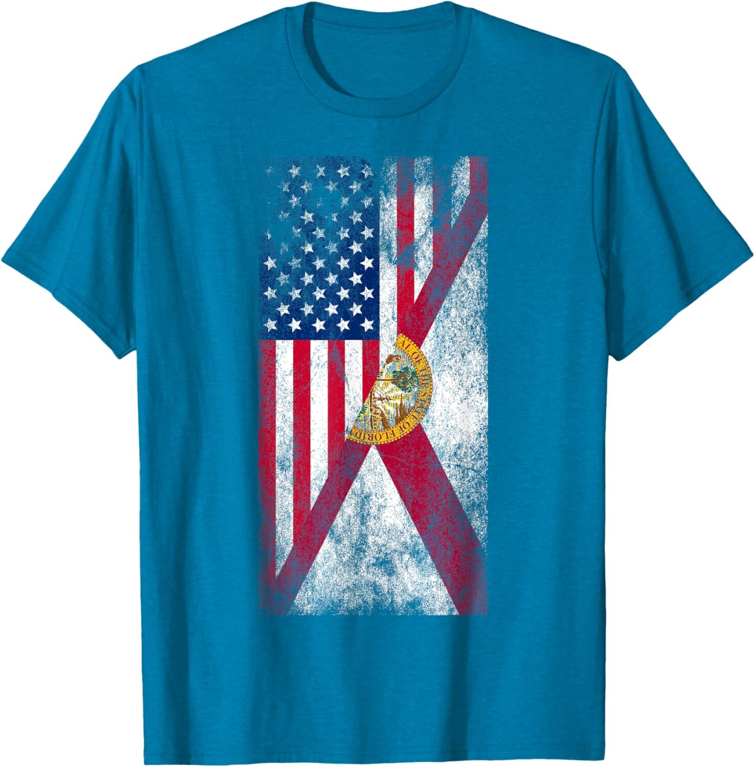 T shirt for Mens USA Florida Flags - United States of America, Floridian T-Shirt, Black Shirts Tshirt Graphic Tee Casual Tops Clothes Short sleeve