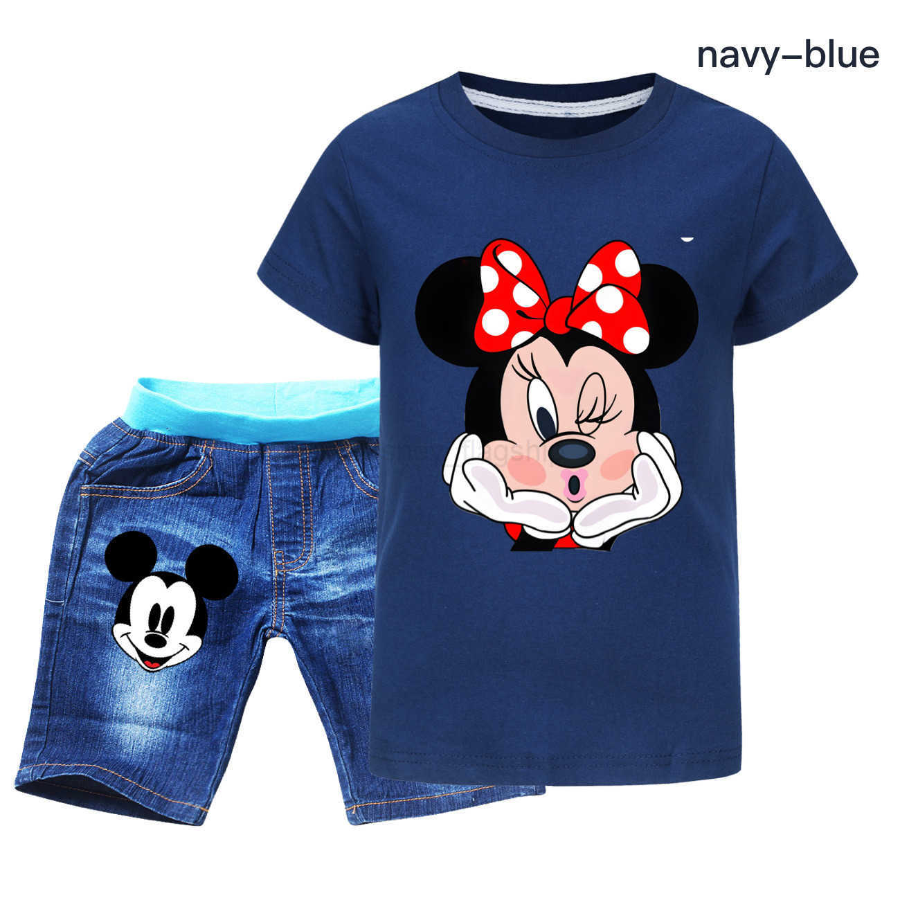 Disney Mickey Boys and Girls Summer T-shirt Shorts Set Cowboy Set 4055XJ250409