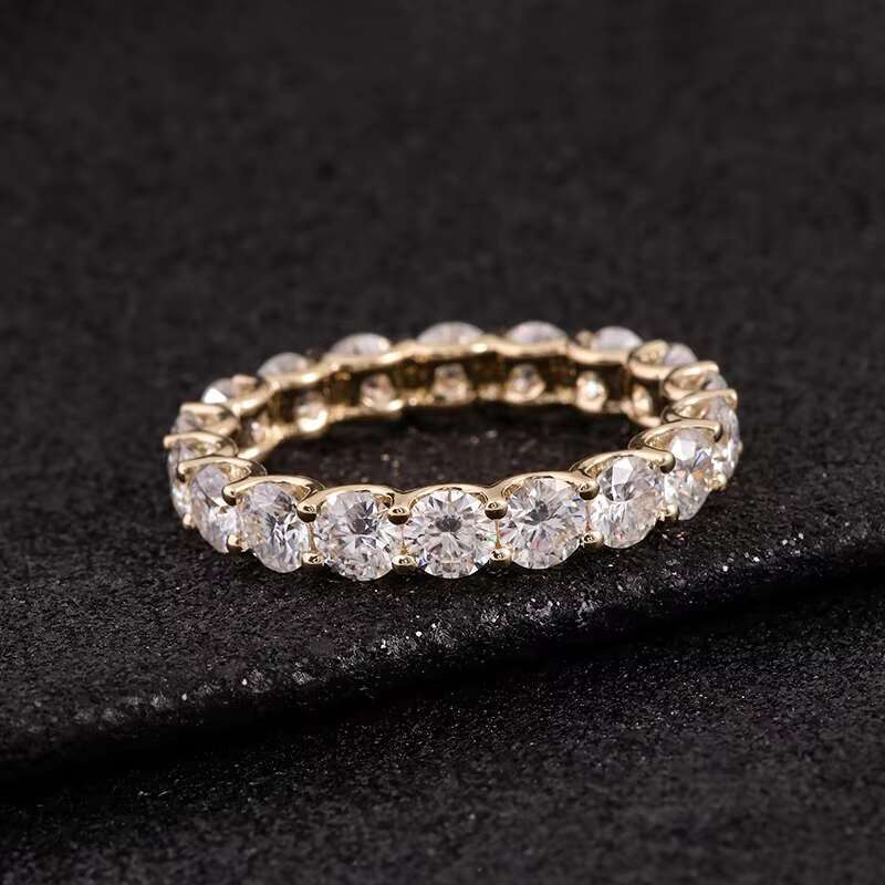 Redoors 3mm 0.1ct Round Brilliant Cut DEF Color Wholesales 10K Yellow Gold Moissanite Ring Band Wedding Band Provence Jewelry