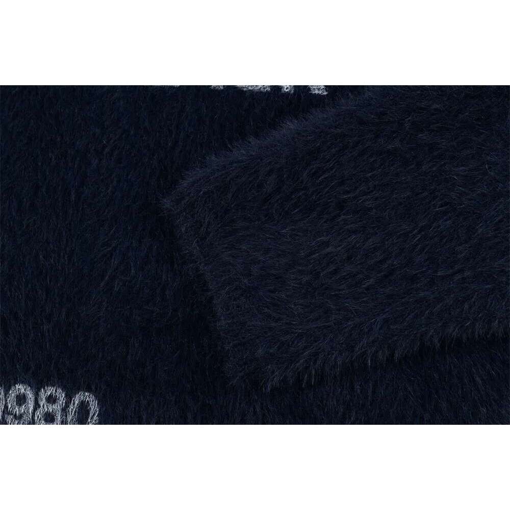 Letter Print Mohair Sweater Mens High Street Autumn Winter Loose Long Sleeve Knitted Pullover Men