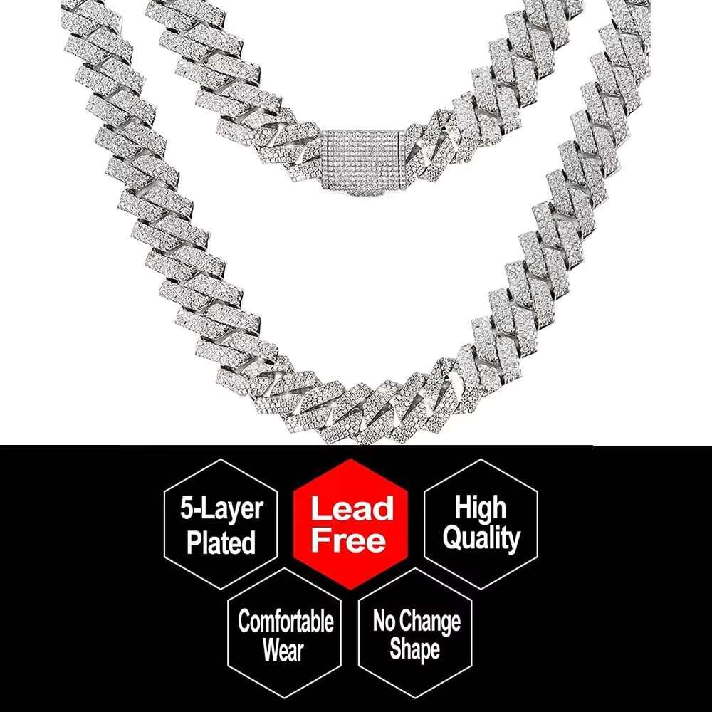 OEM VVS Moissanite Diamond Chain 925 Silver Hip Hop Jewelry Cuban Link Chain Iced Out Clustered 14MM Necklace Chain