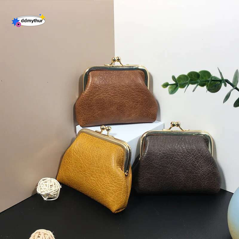 2023 Women Small New Retro Purse Ladies Money Key Earphone Wallet Buckle Candy Color Girl Coin Storage Bags Pouch ddmythur