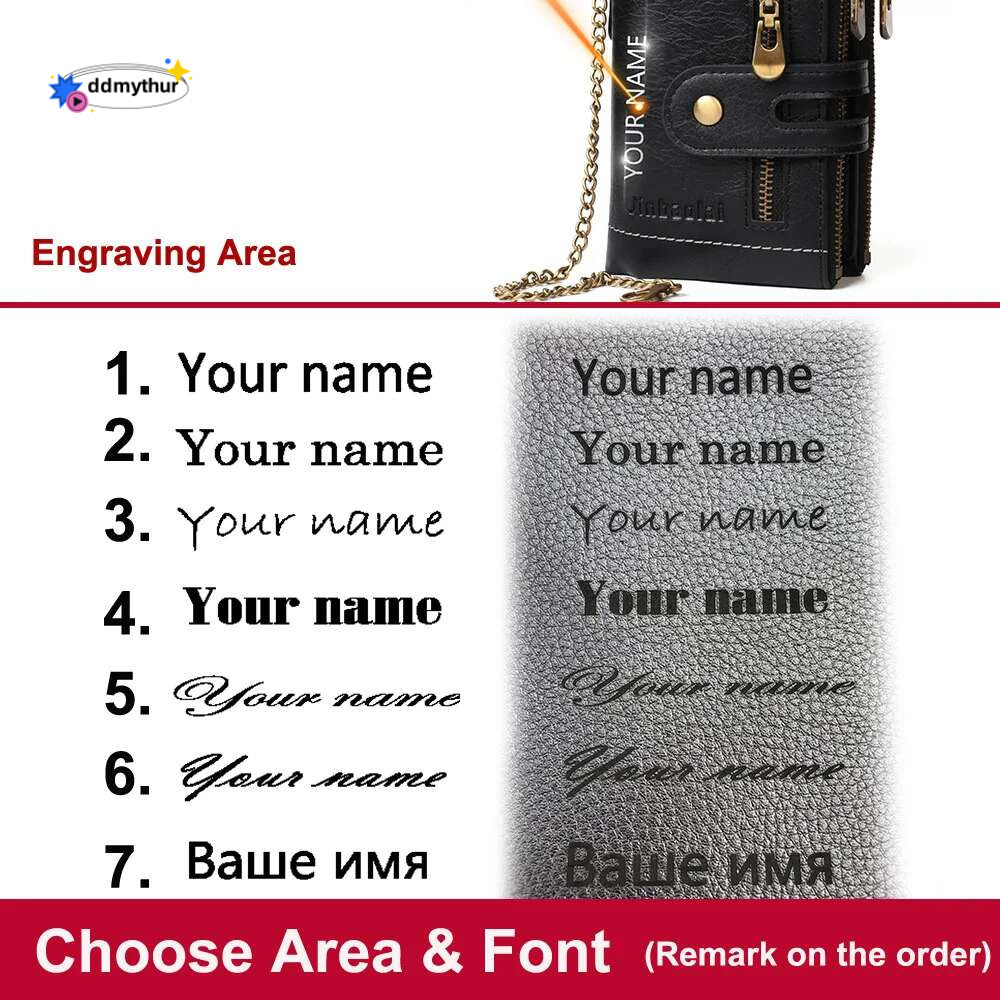 2021 New Wallets Name Customized PU Leather Short Card Holder Chain Men Purse High Quality Brand Male wallet ddmythur