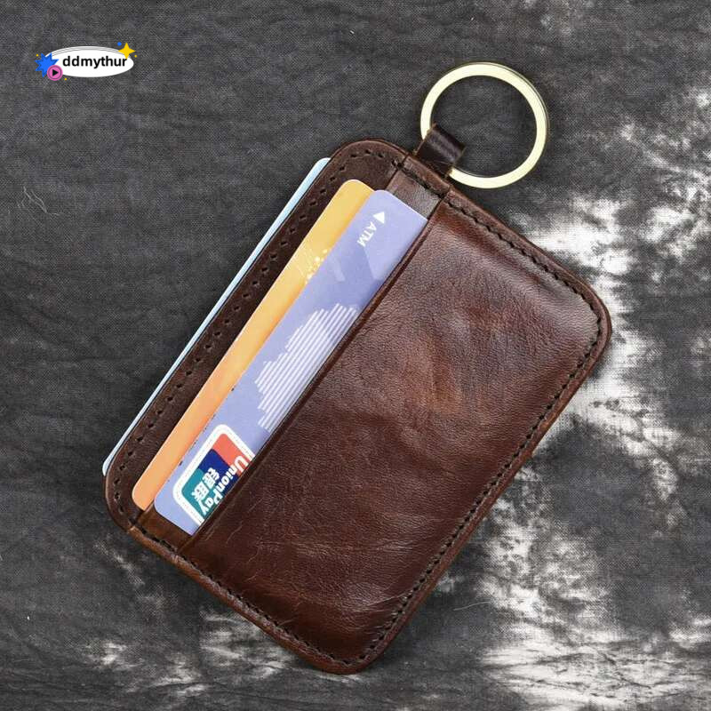 New Vintage Genuine Leather Mini Wallet Men's Credit Card Holder Slim Clutch Money Bag Small Coin Purse For Women ddmythur