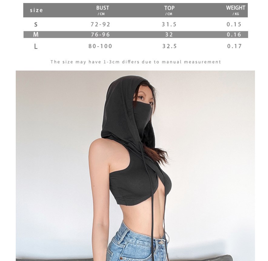 Womens Tanks Summer Travel Cool Sexy Simple All-Match Grey Mysterious Fashion Personality High Cross Street Casual Women Hooded Vest