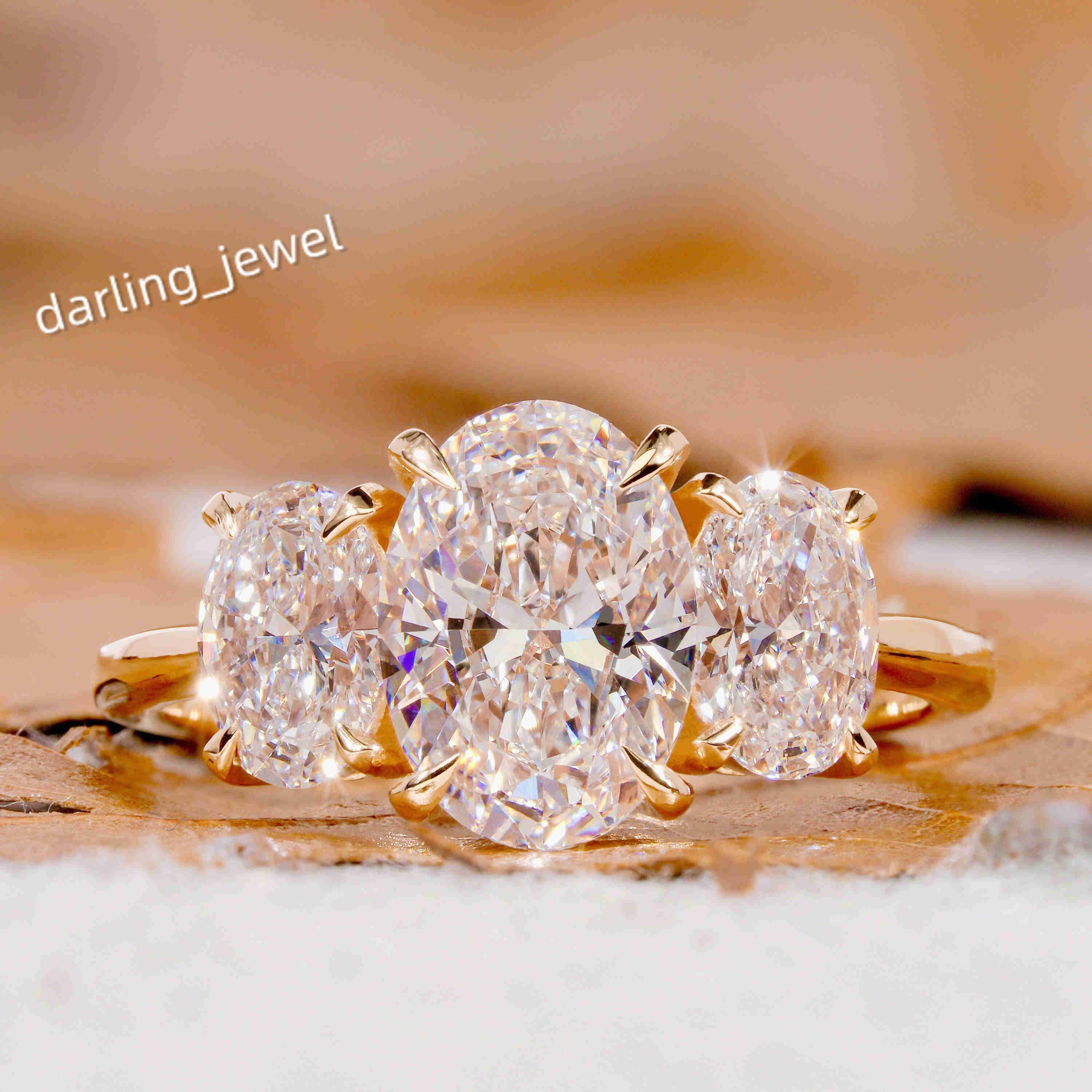 Elisa Jewelry Wholesale Lab Grown Diamond Engagement Wedding Ring Certificate Classic Rhodium 10K 14K 18k Oval Cut for Women
