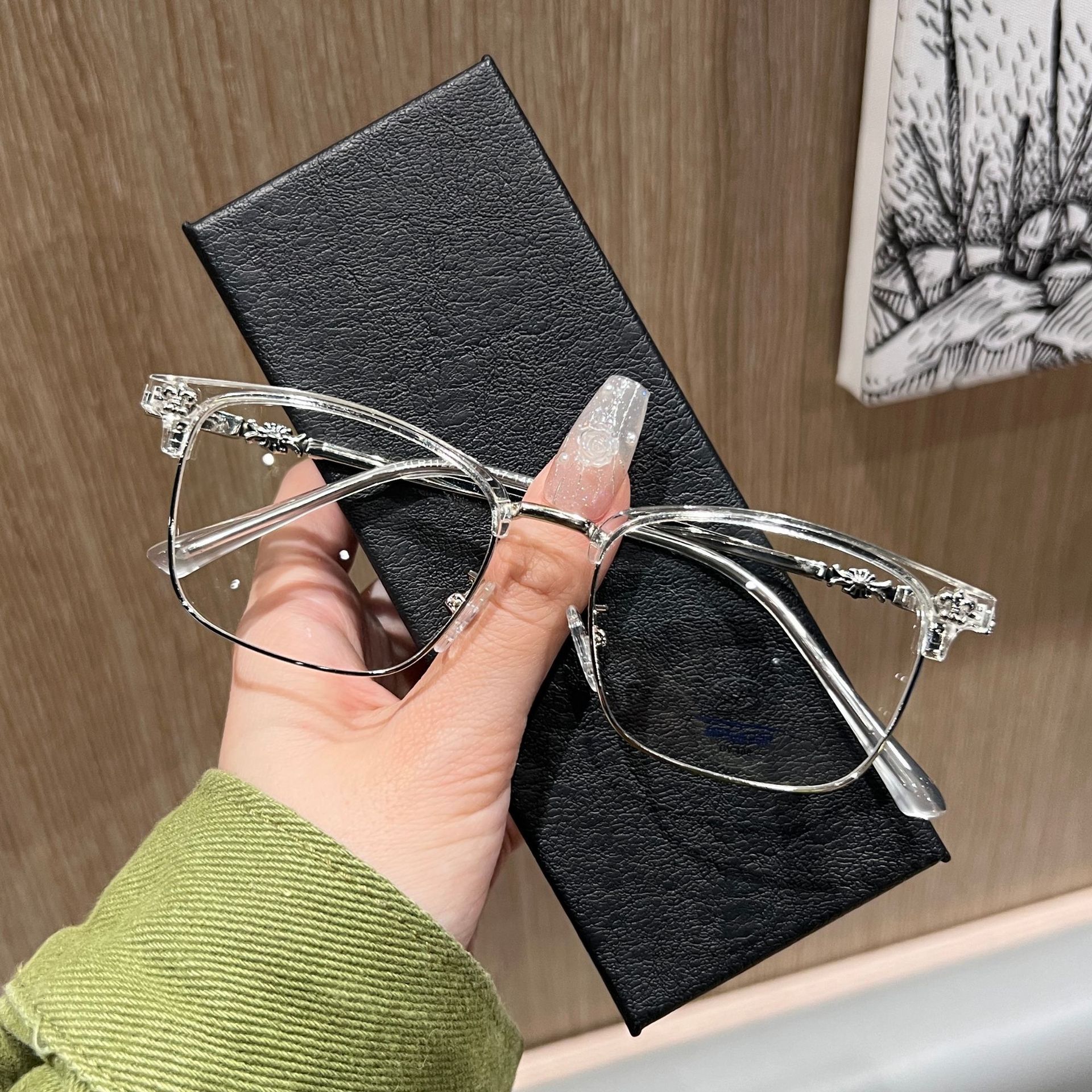 TB BHULAMTE Free Shipping New Designer Sunglasses Half-frame Glasses For Men Retro Glasses Frame For Women Artistic Blocking Glasses Paired With Presc