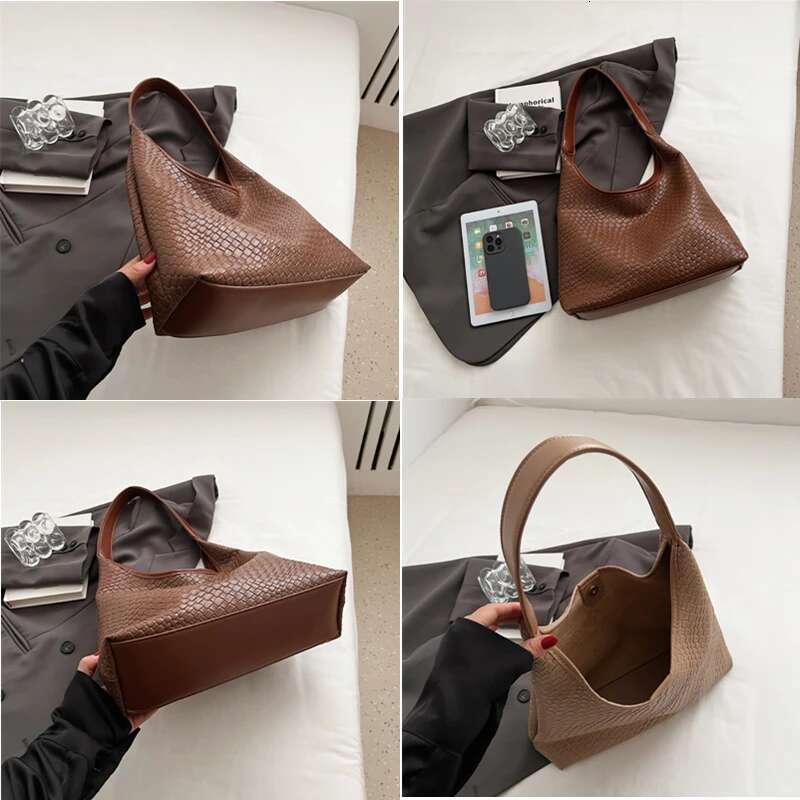 Large Capacity Female Handbag Soft Leather Underarm Women Fashion Solid Color Simple One Shoulder Crossbody Bag Tote