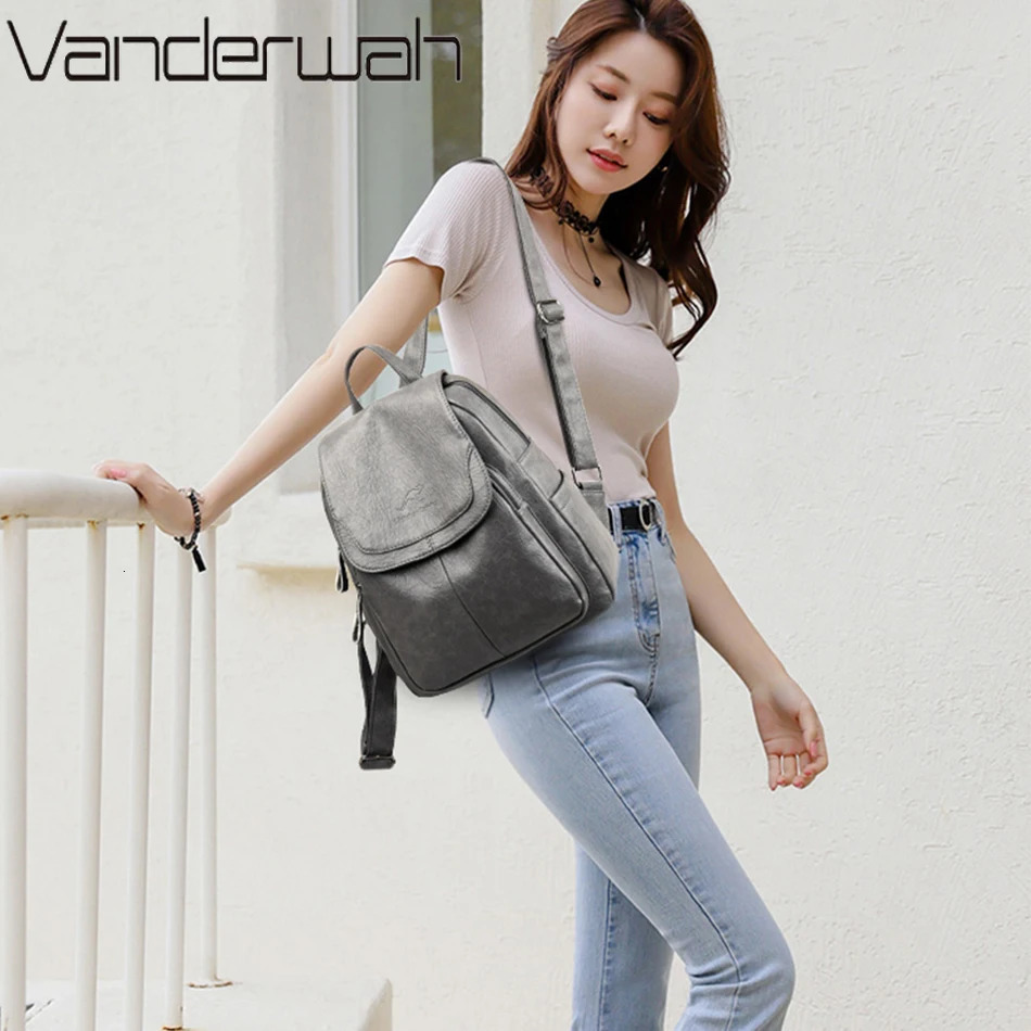 Women Large Capacity Backpack Purses High Quality Leather Female Vintage Bag School Bags Travel Bagpack Ladies Bookbag Rucksack 250407