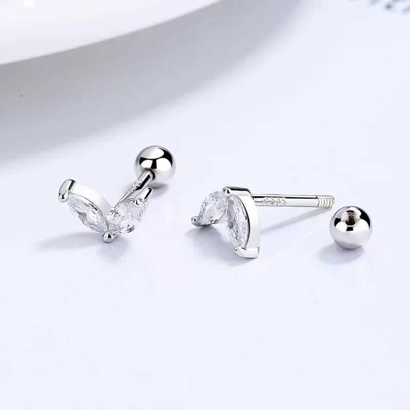 2PC Stainless Steel Little Huggies Hoop Earrings For Women Tiny Crystal Zirconia Pendant Cartilage Earrings Piercing Jewelry Z250408