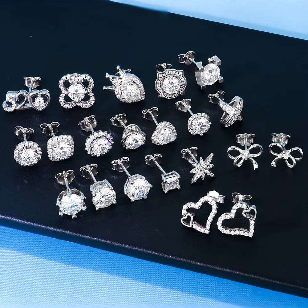 0.5ct 1ct Trendy Sterling Silver Flower Butterfly Heart Shaped Diamonds Mossanite Moissanite Screw Back Stud Earrings for Women