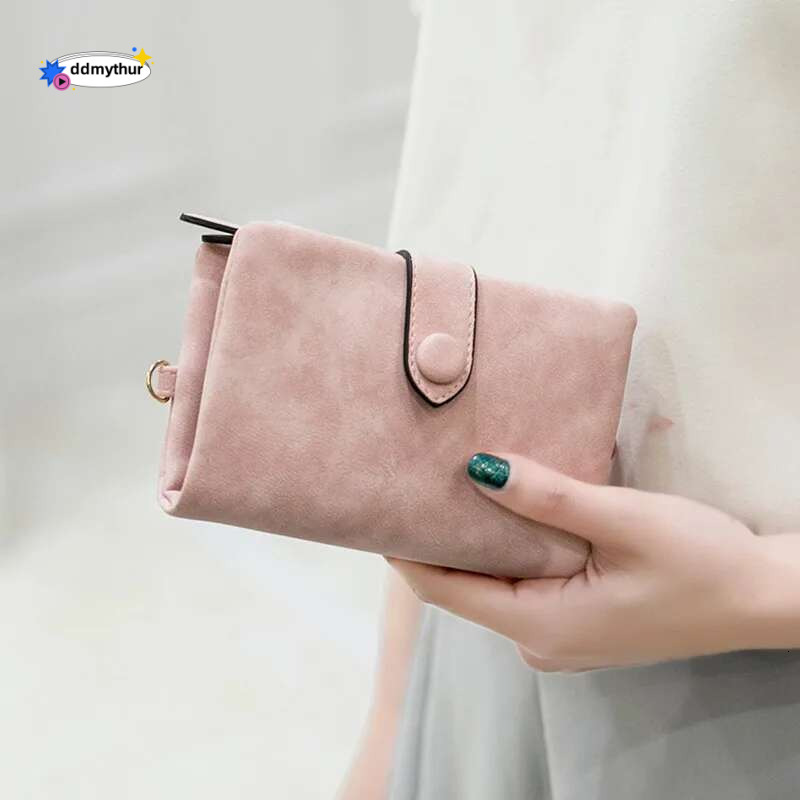 Women Fashion Matte Short Wallet PU Leather Zipper Hasp Frosted Ladies Purses Money Coin ID Card Holder Girls Cute Clutch ddmythur
