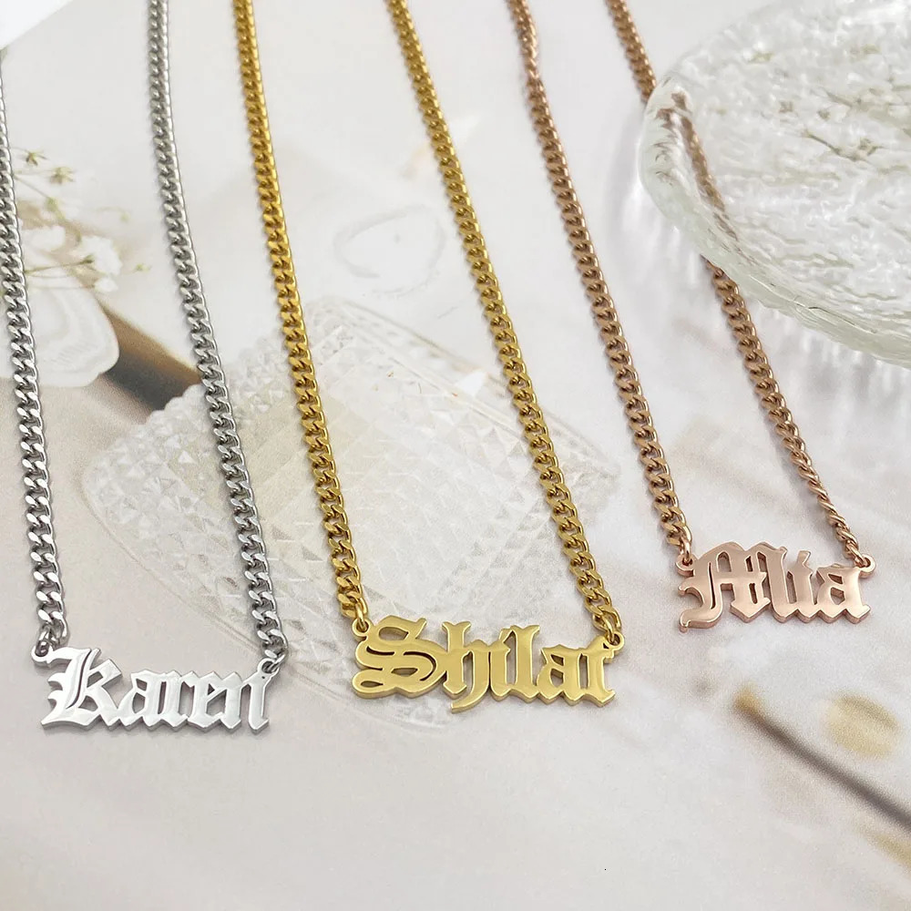 Custom Chain Men Name Pendant Customized Necklaces Women Cuban Chains Premium Stainless Steel Necklace Fashion Jewelry Gift 250409