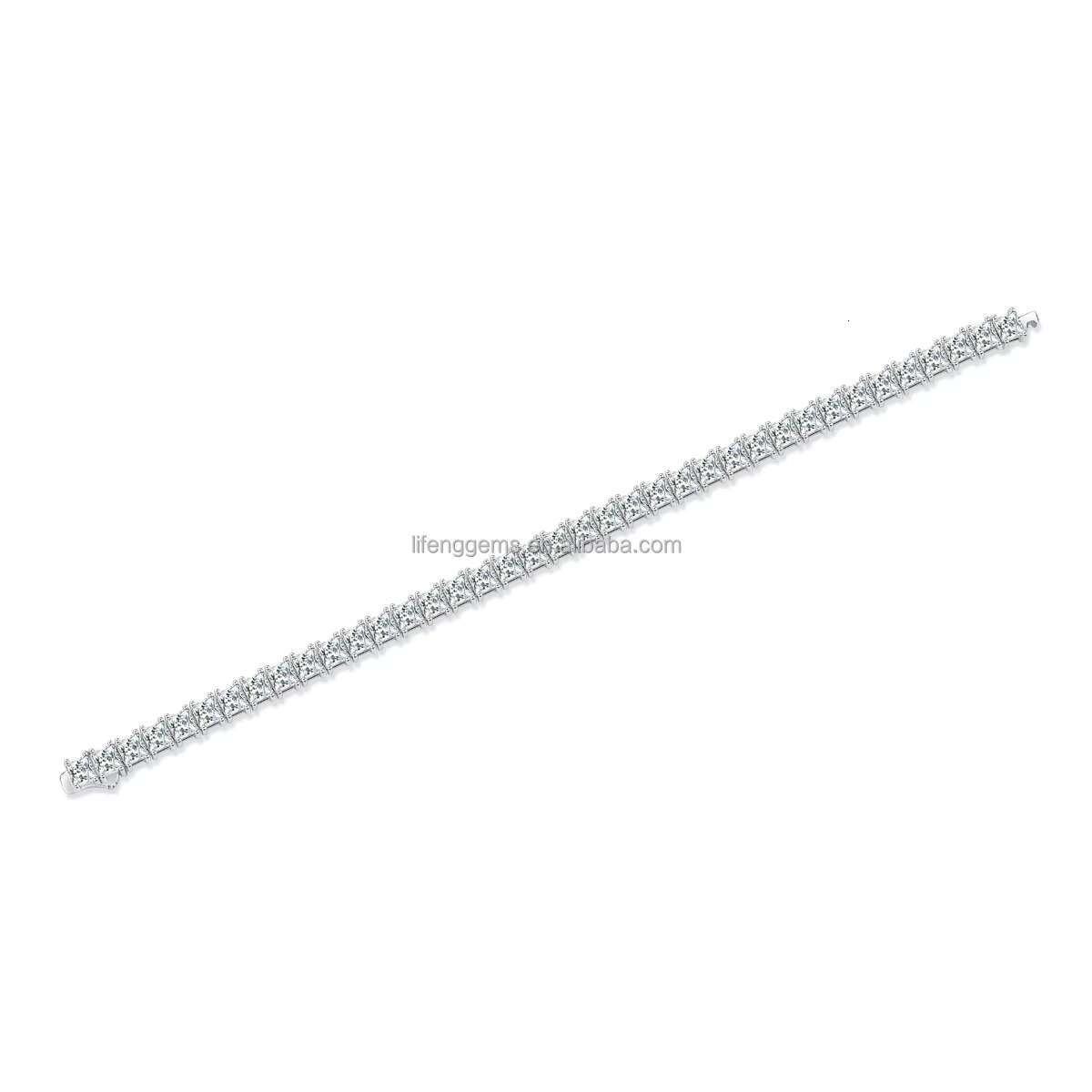 Full Diamond 4mm Princess Square VVS Moissanite Diamond Jewelry 925 Silver Plated 18k Gold Luxury Bracelet