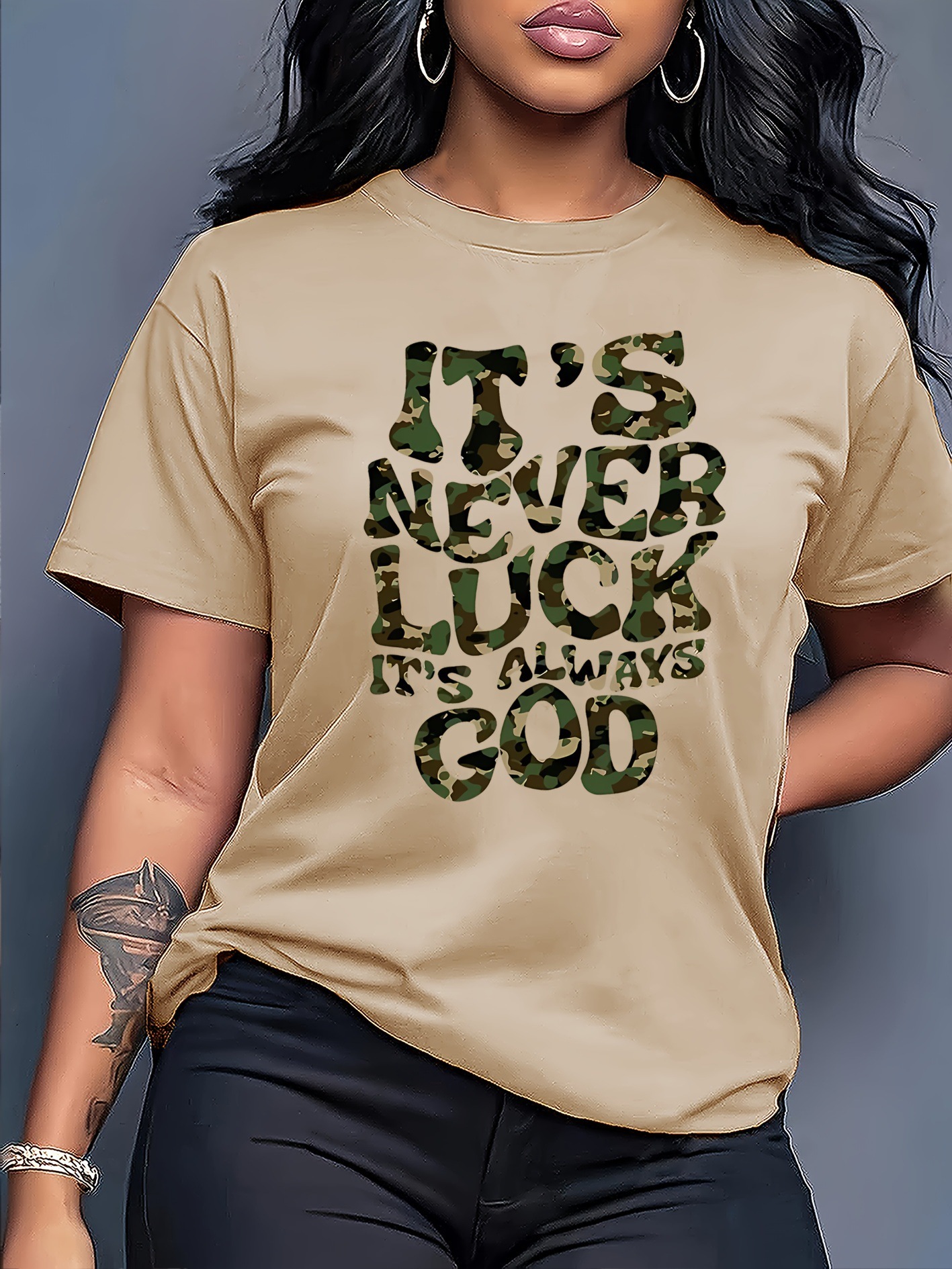 Two Mens Casual Crew Neck T-shirt with Green Leopard P 250409