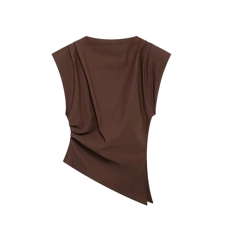 Willshela Womens Fashion Solid Folded Strap Zipper Tank Top Retro ONeck Sleeveless 250409