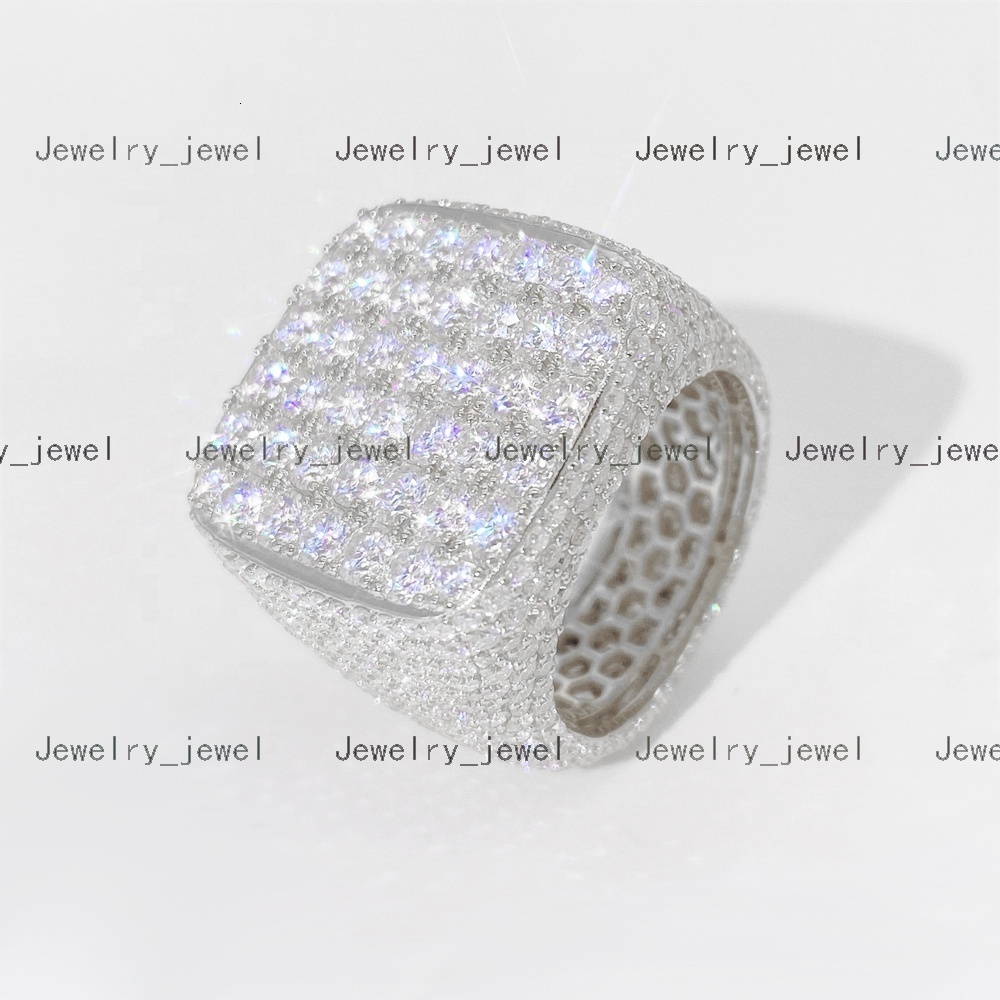 New Arrival Hiphop Gold Plated Silver 925 Vvs Moissanite Mens Custom Fully Iced Out Diamond Rings
