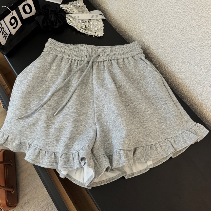 2025S Women s Designer Shorts Grey Drawstring Sports Hot Pants Summer New Design Multifunctional High Waist Slim Fit Casual Wide Leg Pants Beach Pants