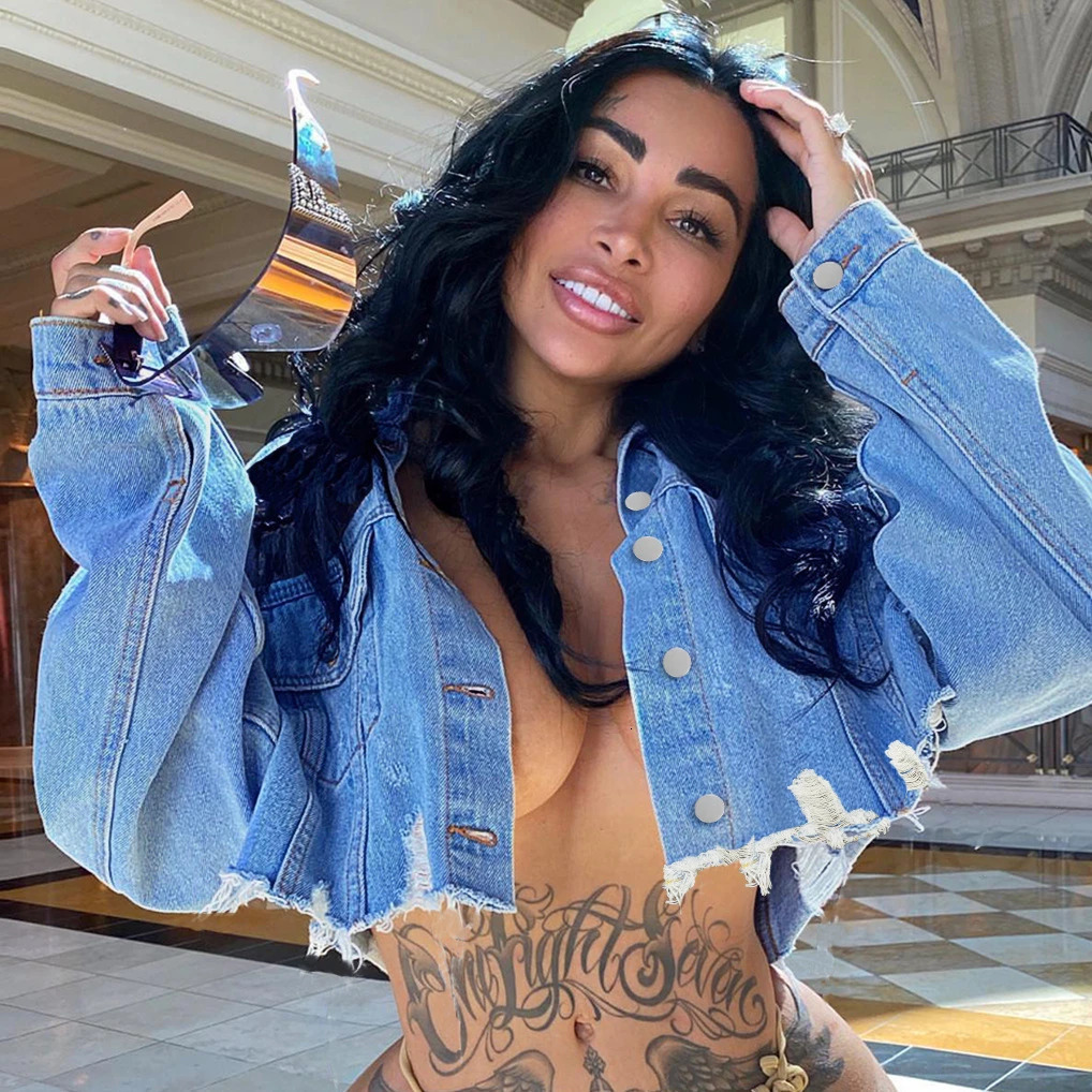 Short jacket womens denim single corset casual lapel Y2k streetwear temperature splicing 250409