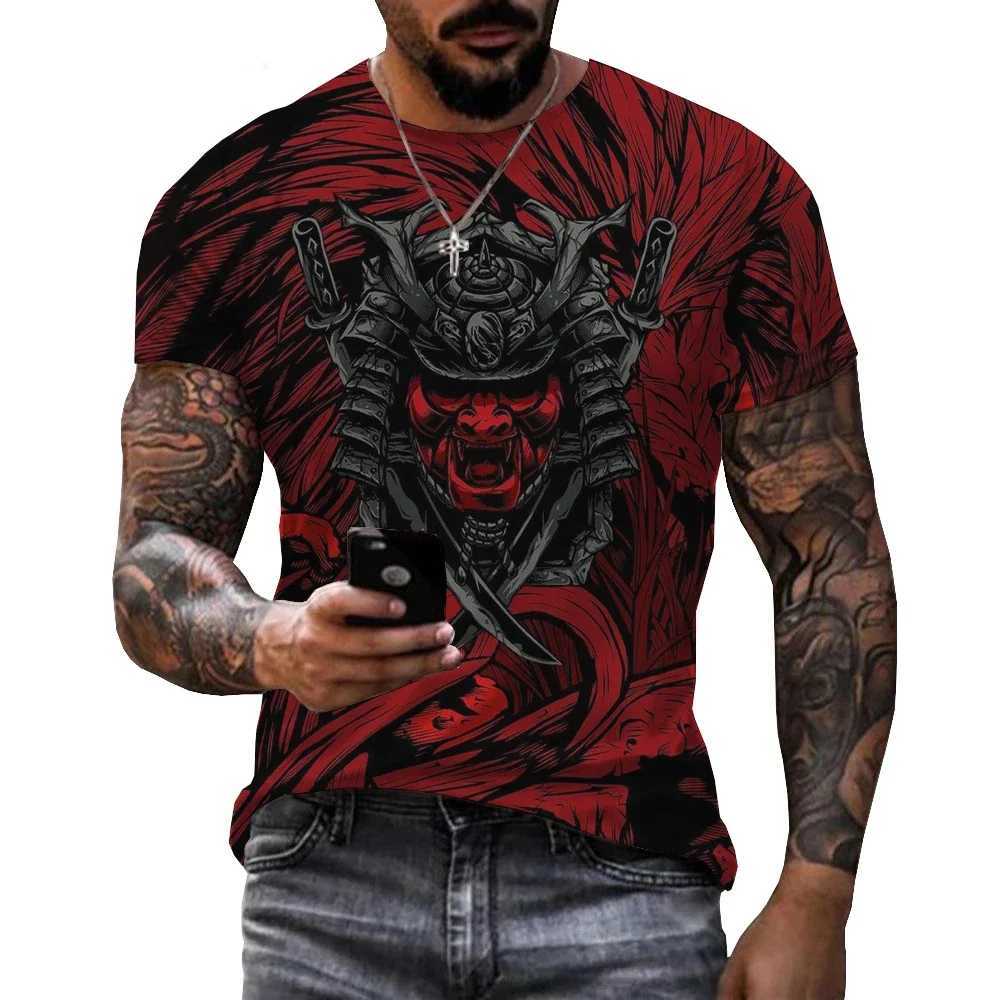 Japanese Samurai 3D printed T-shirt Warrior Bushido streetwear O-neck oversized T-shirt short sleeved mens fashion casualXJ250409