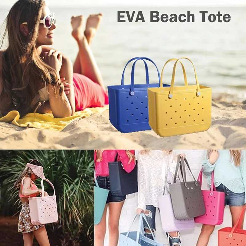 Fashion Beach Bag Rubber Waterproof Basket Large Capacity Summer Storage Shoulder Handbag Kid Beach Bogg Bag