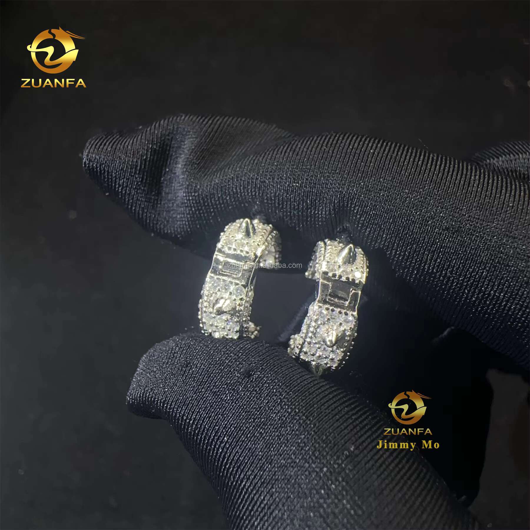 Pass Diamond Tester GRA Certificate Hip Hop Iced Out Jewelry 925 Sterling Silver VVS1 Moissanite Diamond Thorn Hoop Earrings Men