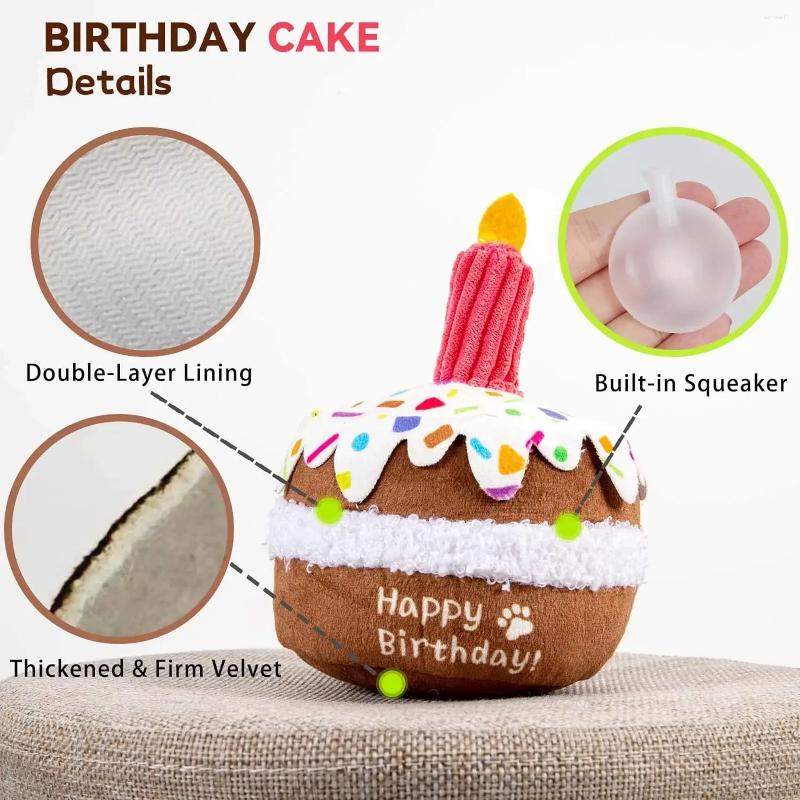 Update Wholesale Dog Toy Pet Birthday Cake Candle Decoration Girl Boy Gifts Squeaky Plush