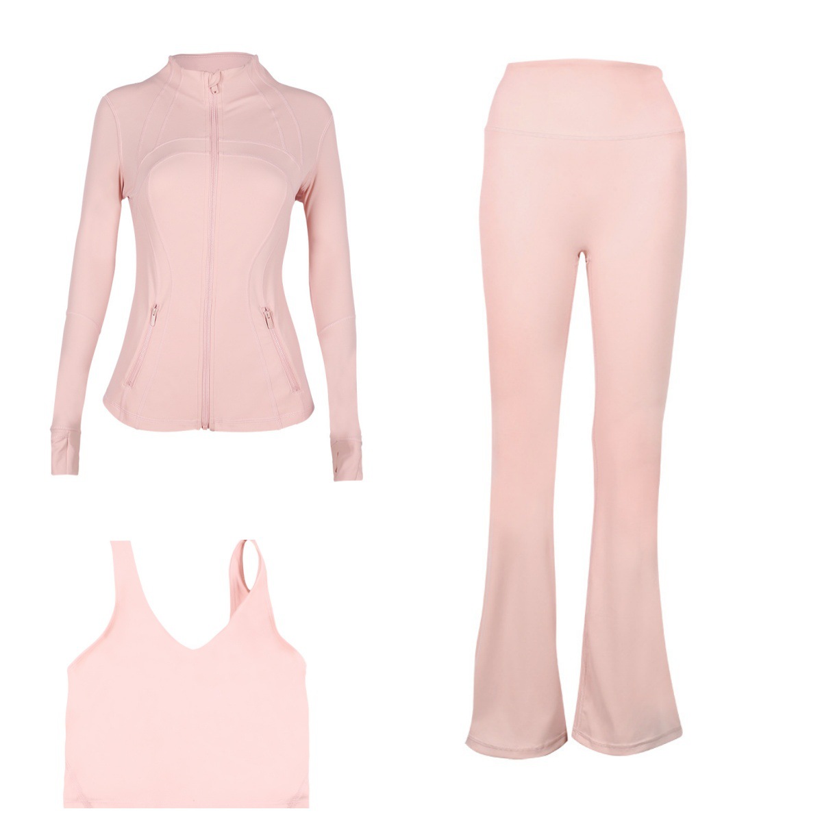 Womens Yoga Outfit Three Pieces Set Vest+Pants+Jackets Flared Pants+Vest+Jacket Set Exercise Close-Fitting Fitness Wear Running Elastic Workout Tracksuit