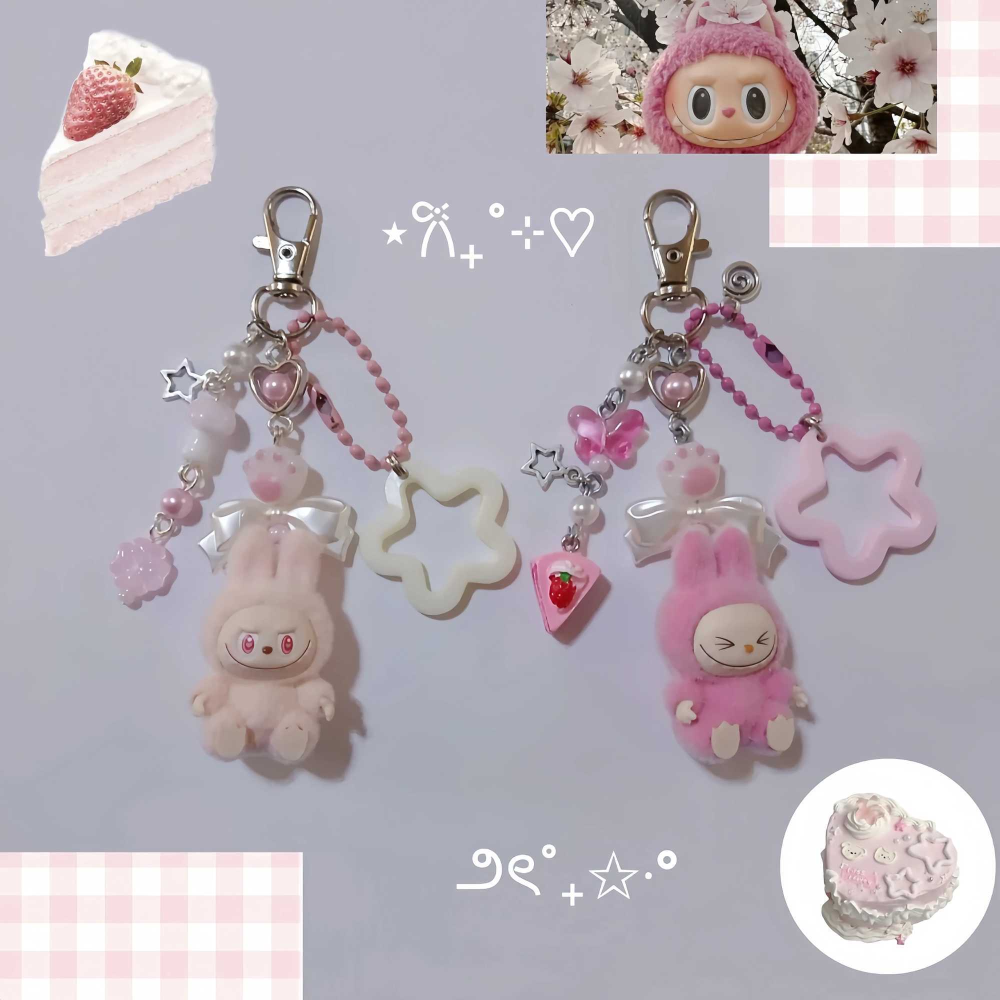 Super cute handmade Labubus matching keychainXJ250409