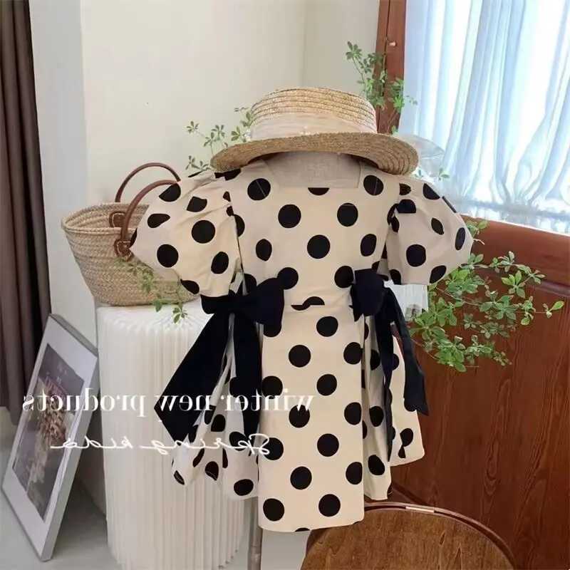 Match Family Dress 2024 Point Mother Daughter Dress Short Sleeve Girl Big Sister Mother Child Family Match Dress S2548