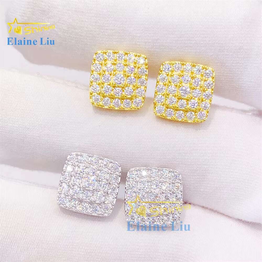 Factory Price Sterling Silver Custom Women Jewelry Fashion Jewelry Hiphop Iced Out Jewelry Vvs Moissanite Stud Earrings