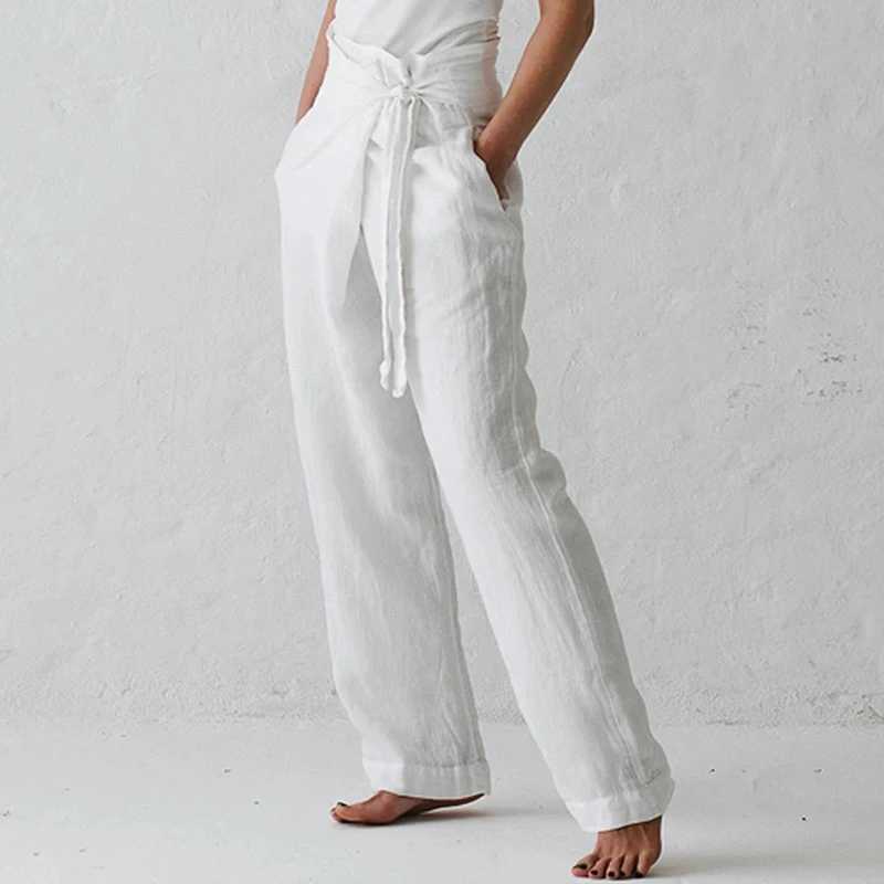 Womens spring summer cotton linen lace womens wide leg pants retro Ele literature harem mens Y2k pantsXJ250403