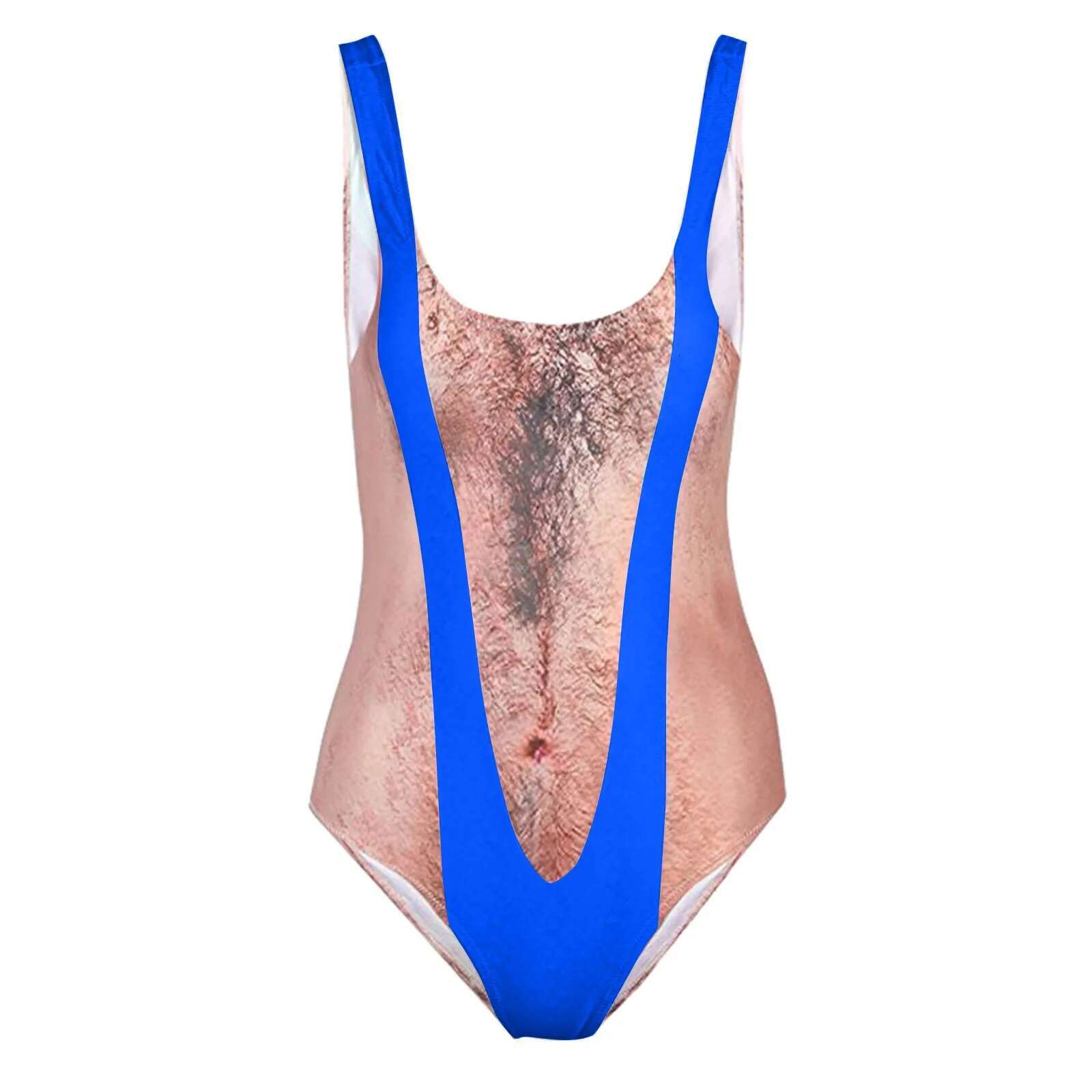 Dongdumaoyi Funny Printed One Piece Swimsuit Women Sexy Chest Hair Bathing Suit Summer Swimwear Beach Bather Woman