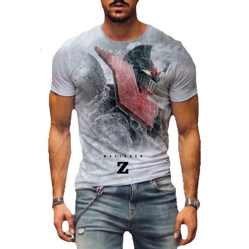 Mazinger Z 3D printed anime robot for men women, casual and fashionable short sleeved T-shirt, oversized Haruku T-shirt top, children's clothing