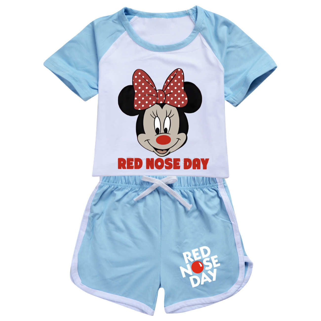 Disney Red nosed Mickey childrens summer short sleeved shorts sports suit 4204XJ250409