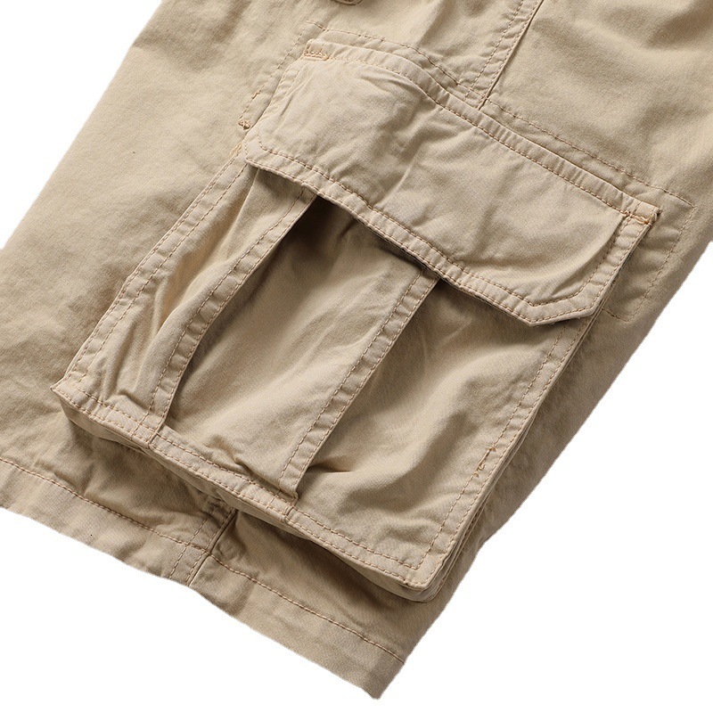 2025 New Designer Men Shorts US Size Workwear Solid Color Multi Pocket Shorts Pure Cotton Elastic Men Pants Sport Cropped Pants