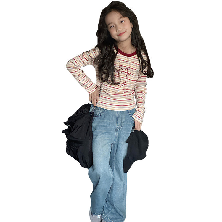 Ddmyshoesvip Girls Long Sleeved T Shirt And Autumn New Fashionable Children S Casual Striped Round Neck Spring Bottom Shirt