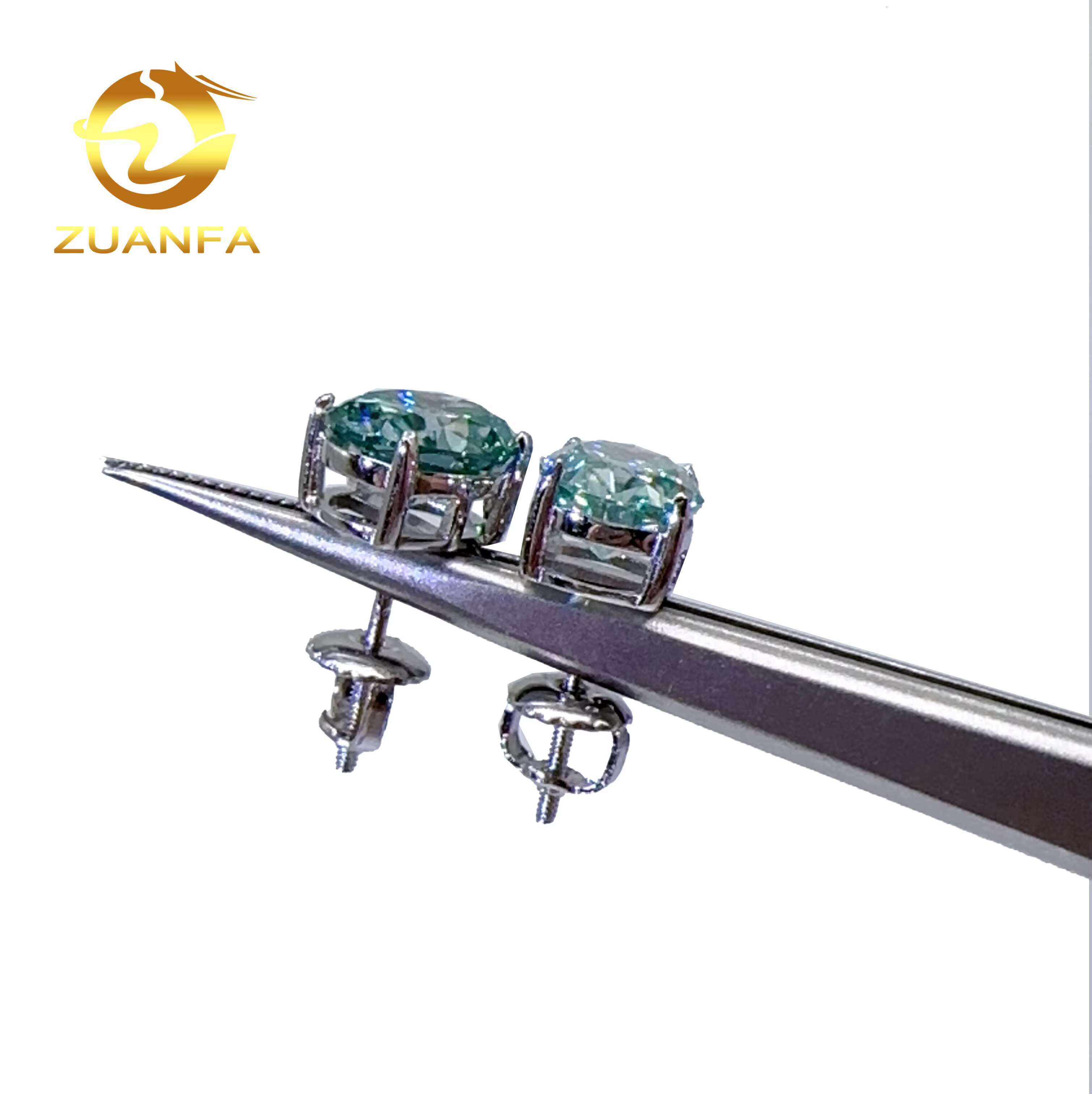 Pass Diamond Tester 925 Sterling Silver Blue Green Moissanite Stone Oval Cut Moissanite Stud Earrings for Women