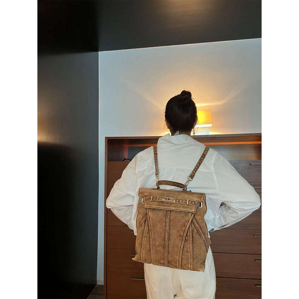 2024 Trendy Design Backpack Women Denim Large Capacity Girls School Travel Shoulder Crossbody Bag Handbags Bolsos De Mujer