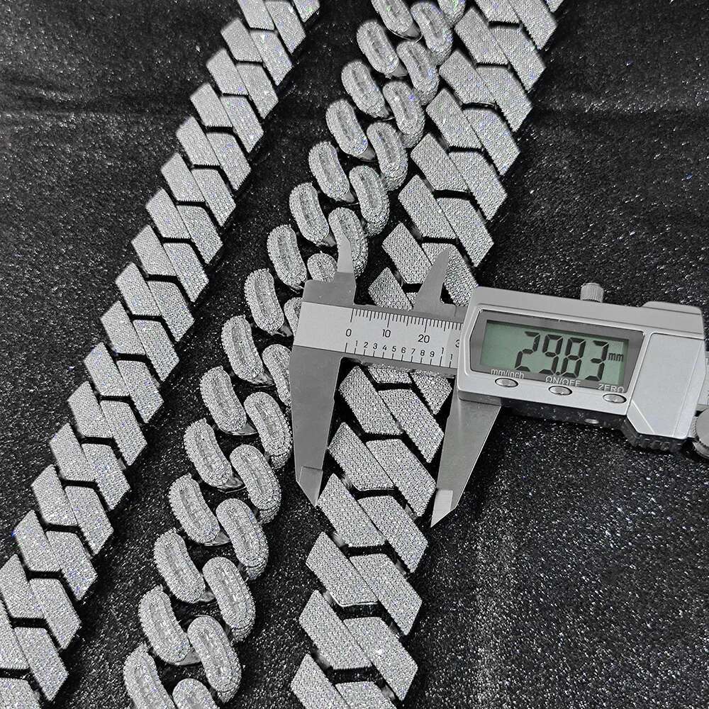 Big Size 30mm Hip Hop Jewelry Iced Out Miami Prong Cuban Chain Rapper Inlay 7 Rows CZ Cuban Link Chain Necklace For Men