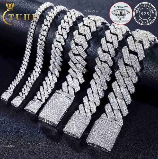 22mm wide vvs Ice out Moissanite Hip Hop pendant necklace Cuban k Chain rapper fashion jewelry