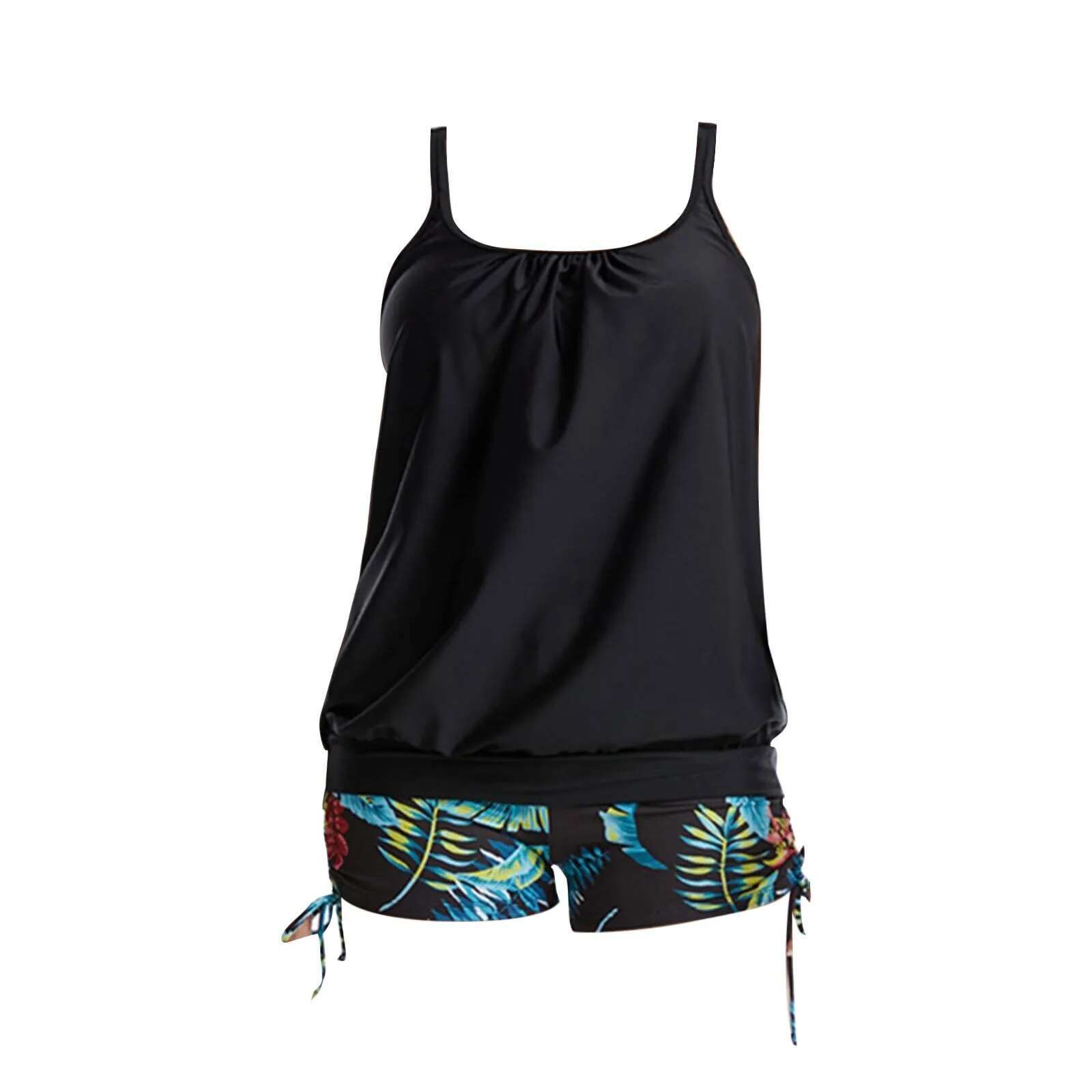 Dongdumaoyi Ladies Summer Swimwears Tankinis Set Vintage Print Strappy Back Bathing Suit Two Piece Beachwear For Woman