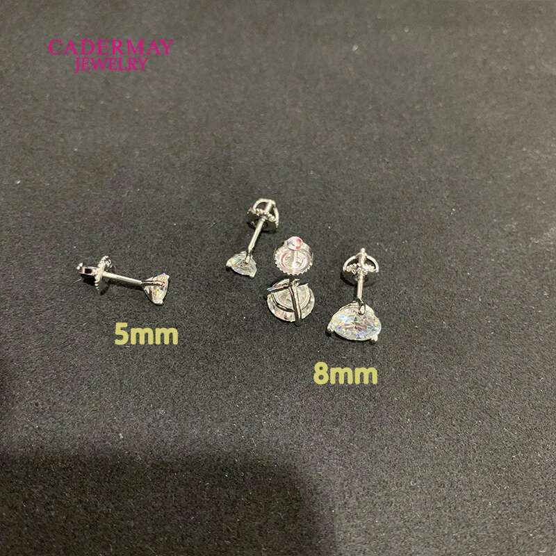 Cadermay 0.5ct 1ct 2ct 3ct D VVS1 Moissanite Diamond 3 Prongs Martini Earrings Stud 925 Sterling Sliver Earrings For Women Gift