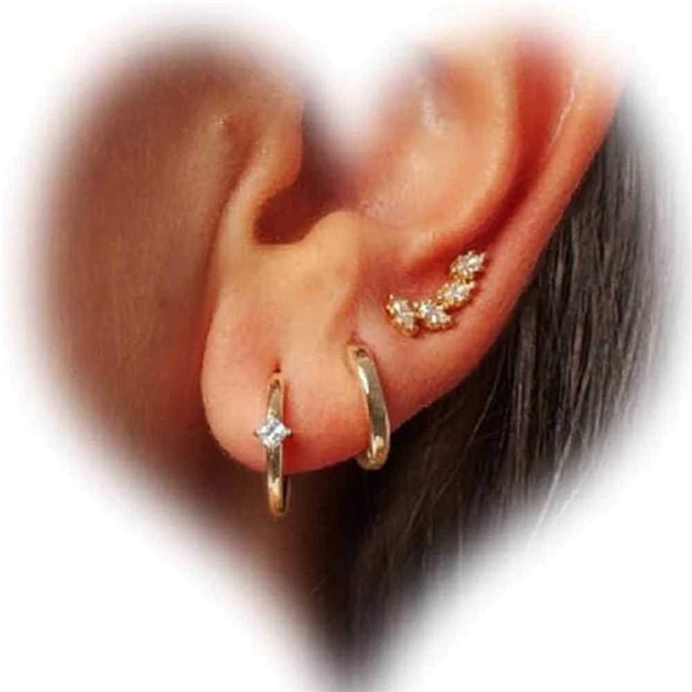 3pcs 14K Gold Plated Copper Earrings Hypoallergenic Dainty Gold Hoop Earrings Women Trendy Earring Stacks for Sensitive Ears Z250408