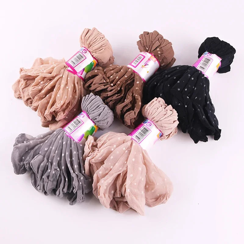 Black Dot Transparent Socks Ultra-thin Elastic Women Crystal Silk Socks Nylon Fashion Ladies Summer Short Ankle Socks 250409