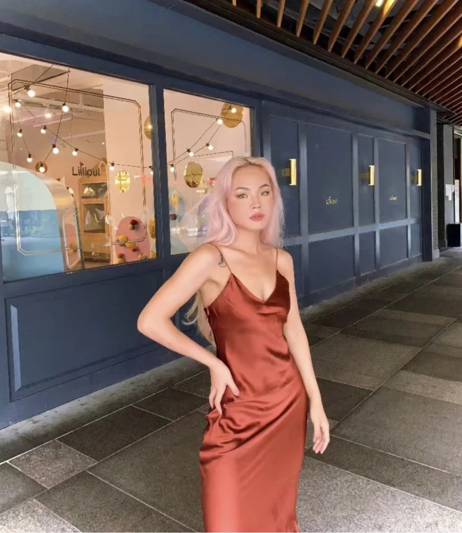 ETJ Spring TRAF Elegant Womens Fashion Silk Satin Texture MIDI Dress Sexy Backless Party Slide 250409
