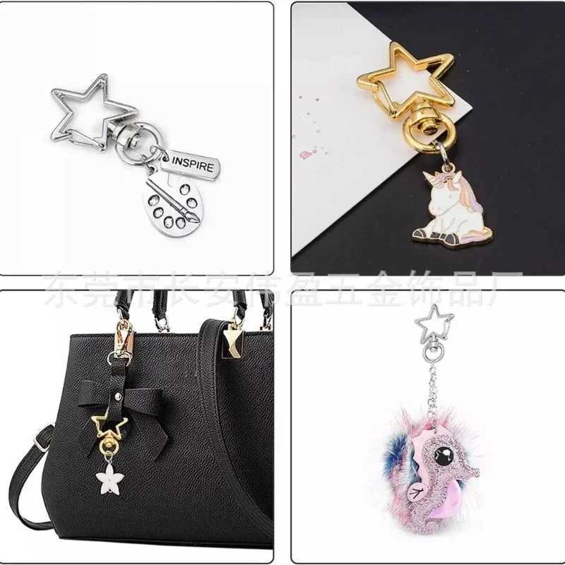 10 sets of metal lobster Cl buckle star shaped keychains/month hook hanging rope clips DIY jewelry making keychainsXJ250409